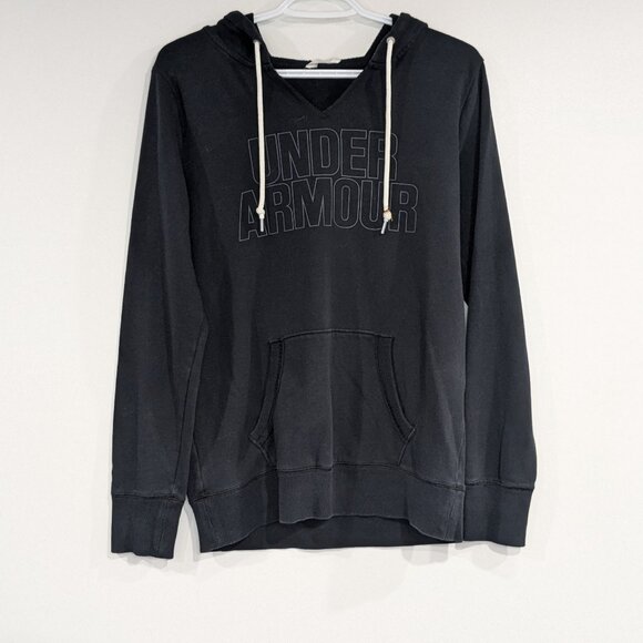 Under Armour Split Neck Hoodie Hooded Sweatshirt Black Size Small - Picture 1 of 3
